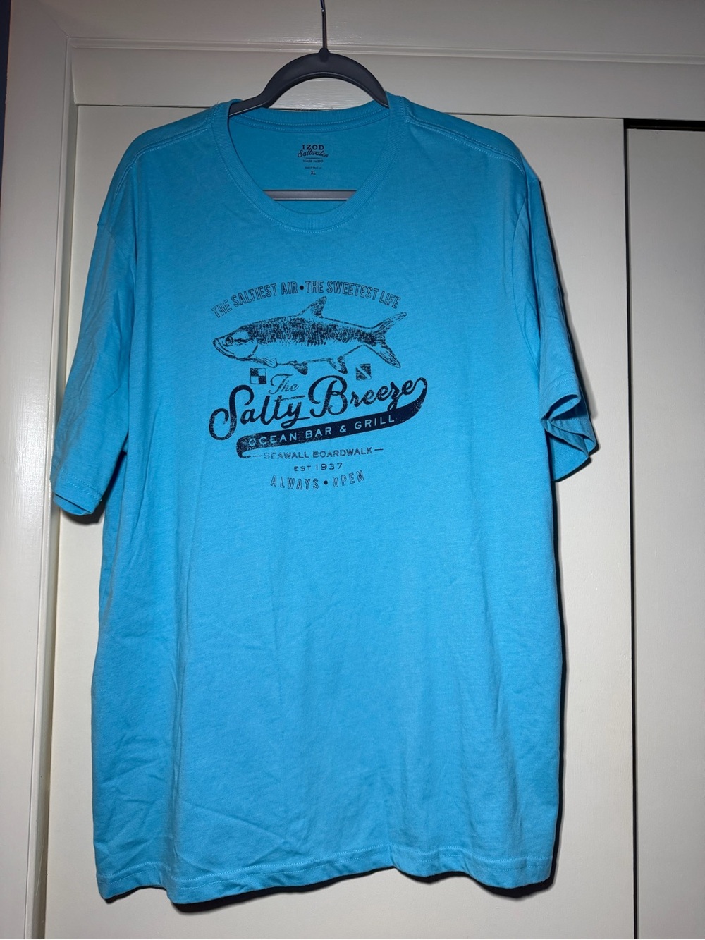 Izod Saltwater Short Sleeve Crewneck Graphic T‑Shirt - Bright Blue Size XL
